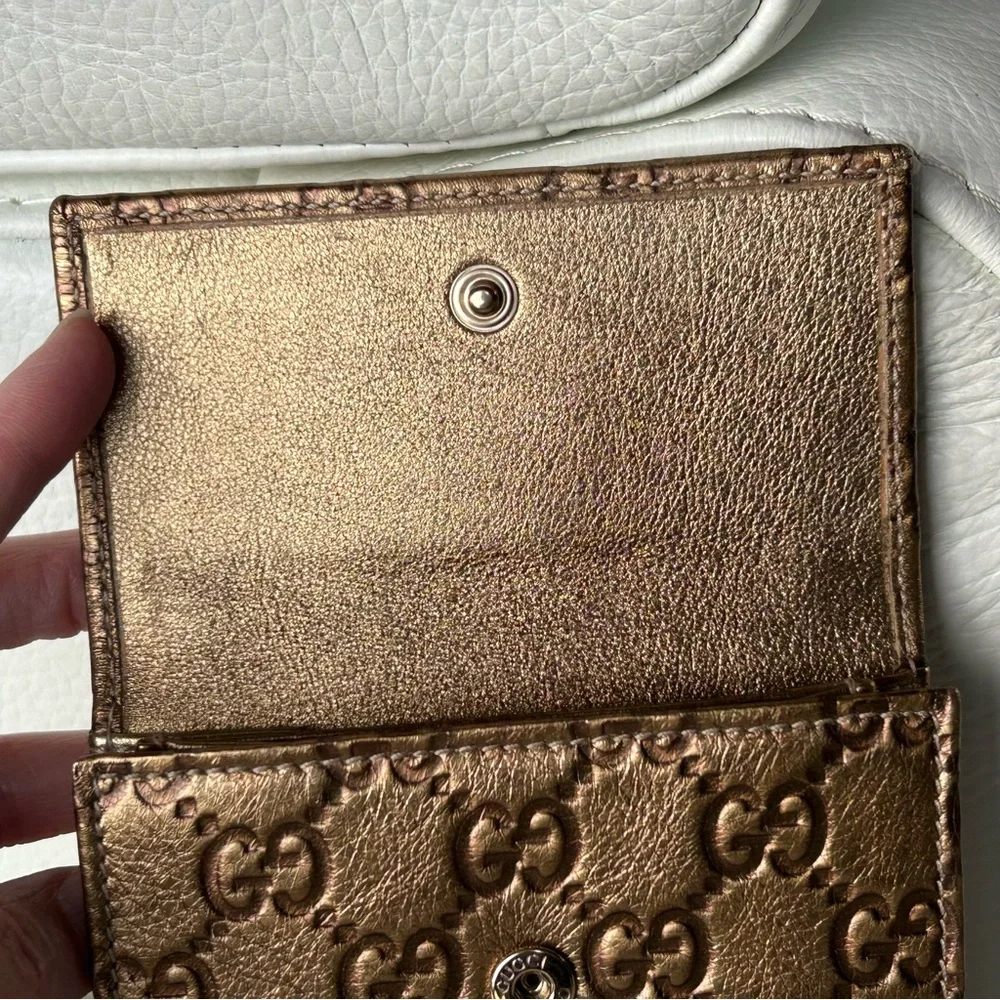 🌟Gucci Gold Leather Embossed Monogram Wallet